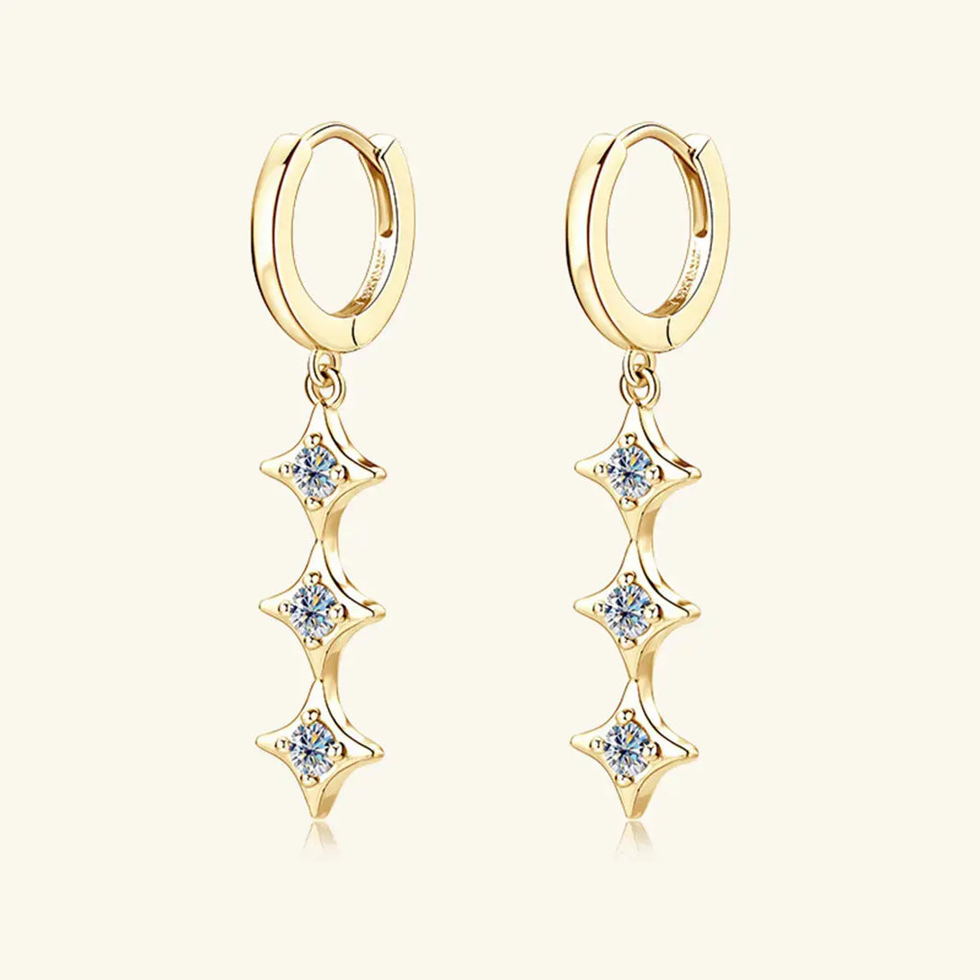 Lovcia Moissanite 925 Sterling Silver Geometric Shape Earrings-Earrings-Gold-One Size-Gold