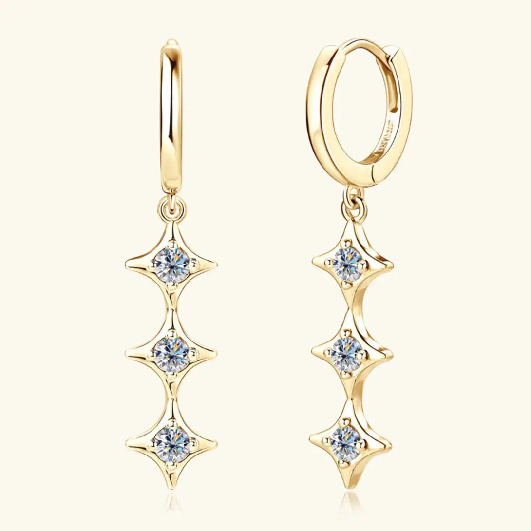 Lovcia Moissanite 925 Sterling Silver Geometric Shape Earrings-Earrings-Gold-One Size-Gold