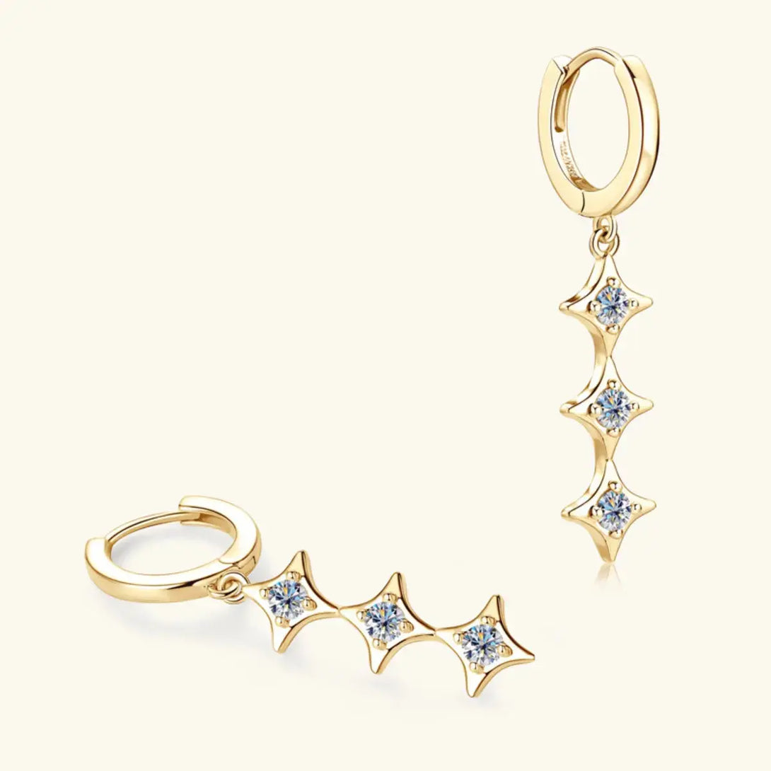 Lovcia Moissanite 925 Sterling Silver Geometric Shape Earrings-Earrings-Gold-One Size-Gold