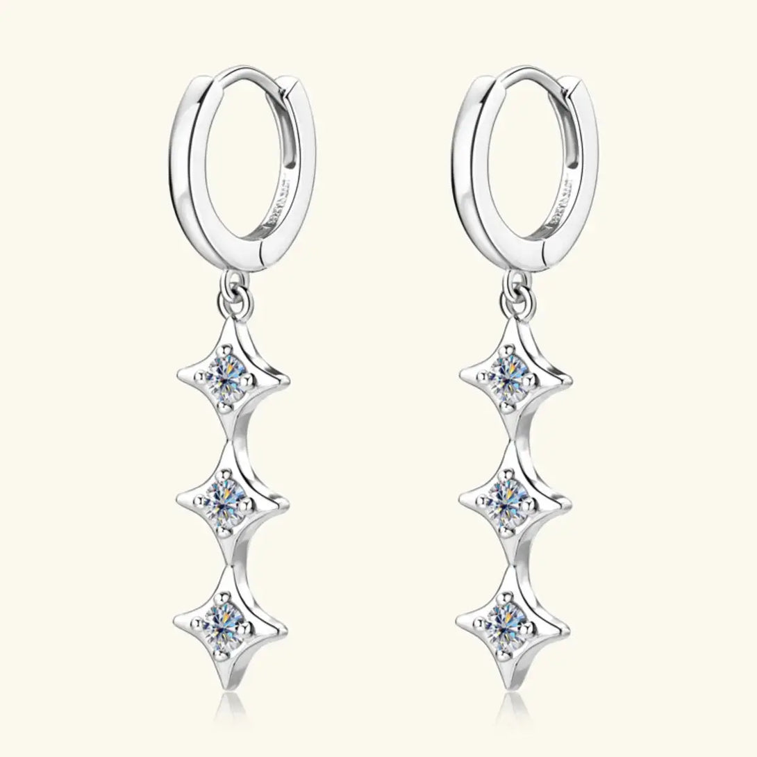 Lovcia Moissanite 925 Sterling Silver Geometric Shape Earrings-Earrings-Gold-One Size-Gold