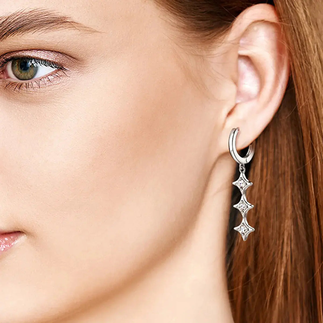 Lovcia Moissanite 925 Sterling Silver Geometric Shape Earrings-Earrings-Silver-One Size-Silver