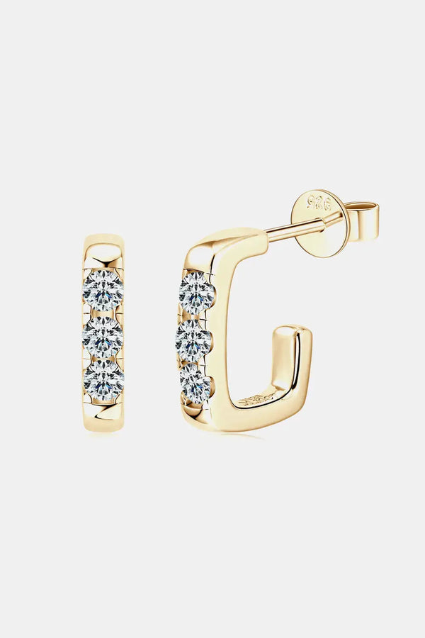 LOVCIA Moissanite 925 Sterling Silver Geometrical Huggie Earrings