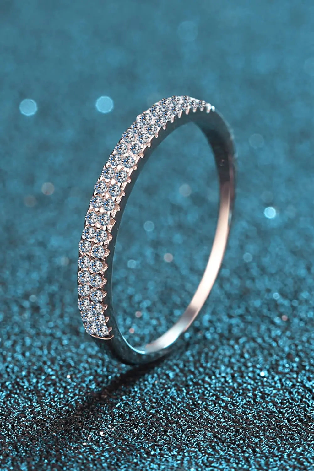 Lovcia Moissanite 925 Sterling Silver Half-Eternity Ring-Rings-Silver-4-Silver