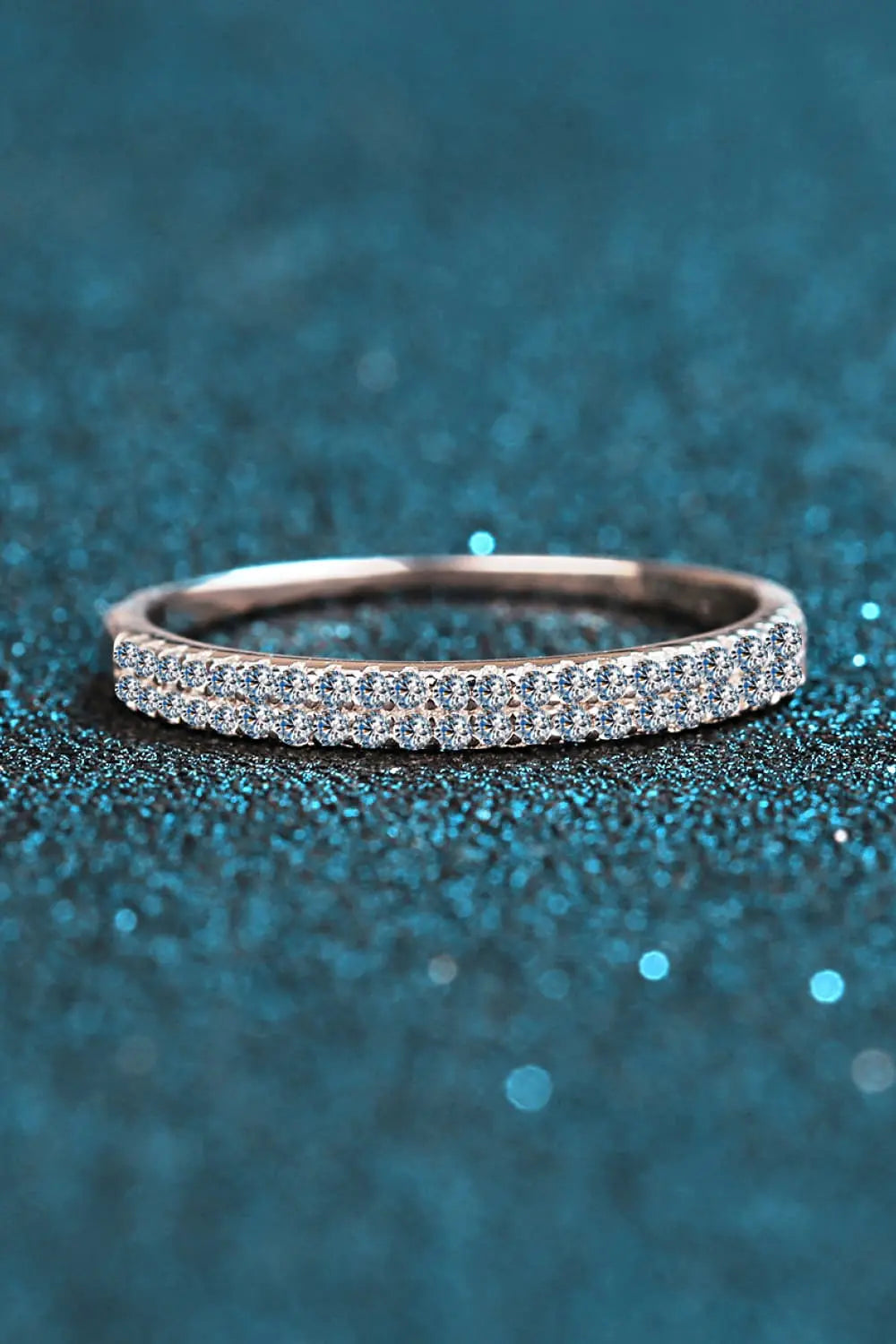 Lovcia Moissanite 925 Sterling Silver Half-Eternity Ring-Rings-Silver-4-Silver