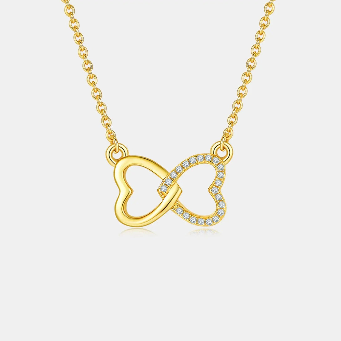 Lovcia Moissanite 925 Sterling Silver Heart Bow Necklace-Necklaces-Gold-One Size-Gold