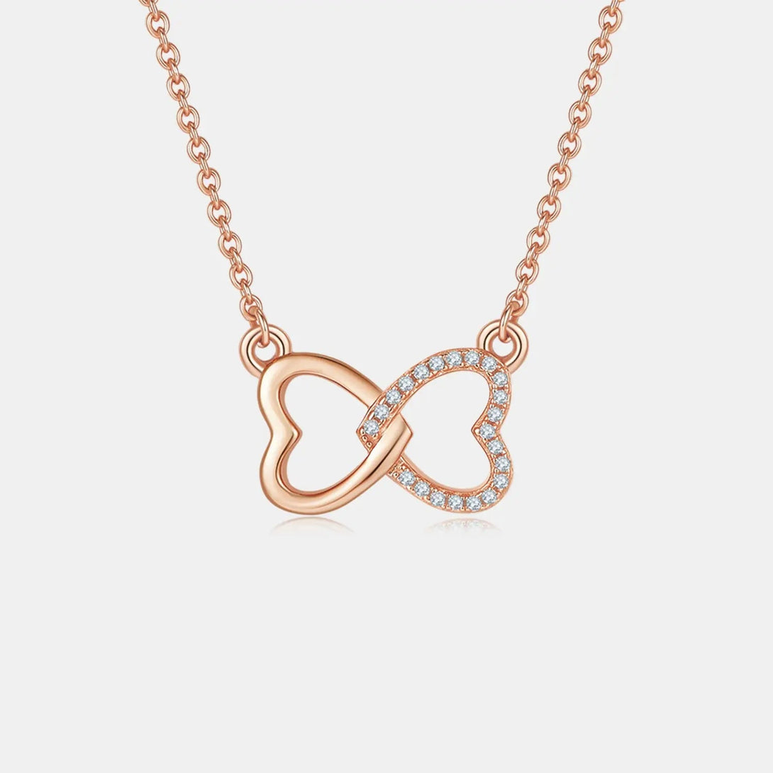 Lovcia Moissanite 925 Sterling Silver Heart Bow Necklace-Necklaces-Gold-One Size-Gold