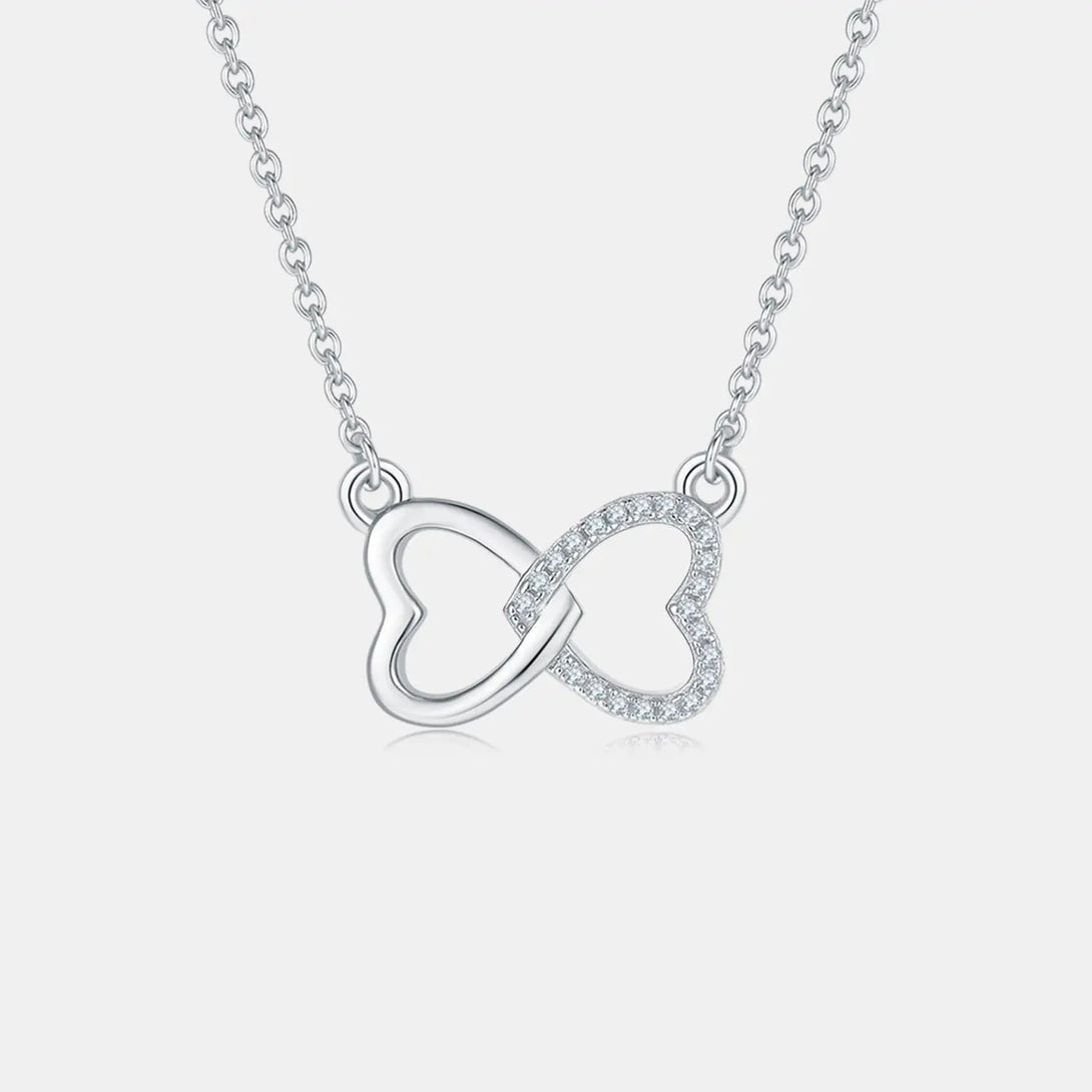 Lovcia Moissanite 925 Sterling Silver Heart Bow Necklace-Necklaces-Gold-One Size-Gold