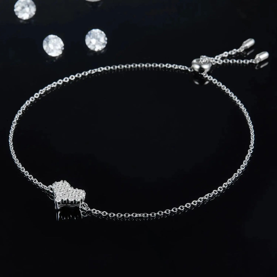 Lovcia Moissanite 925 Sterling Silver Heart Bracelet-Bracelets-Silver-One Size-Silver