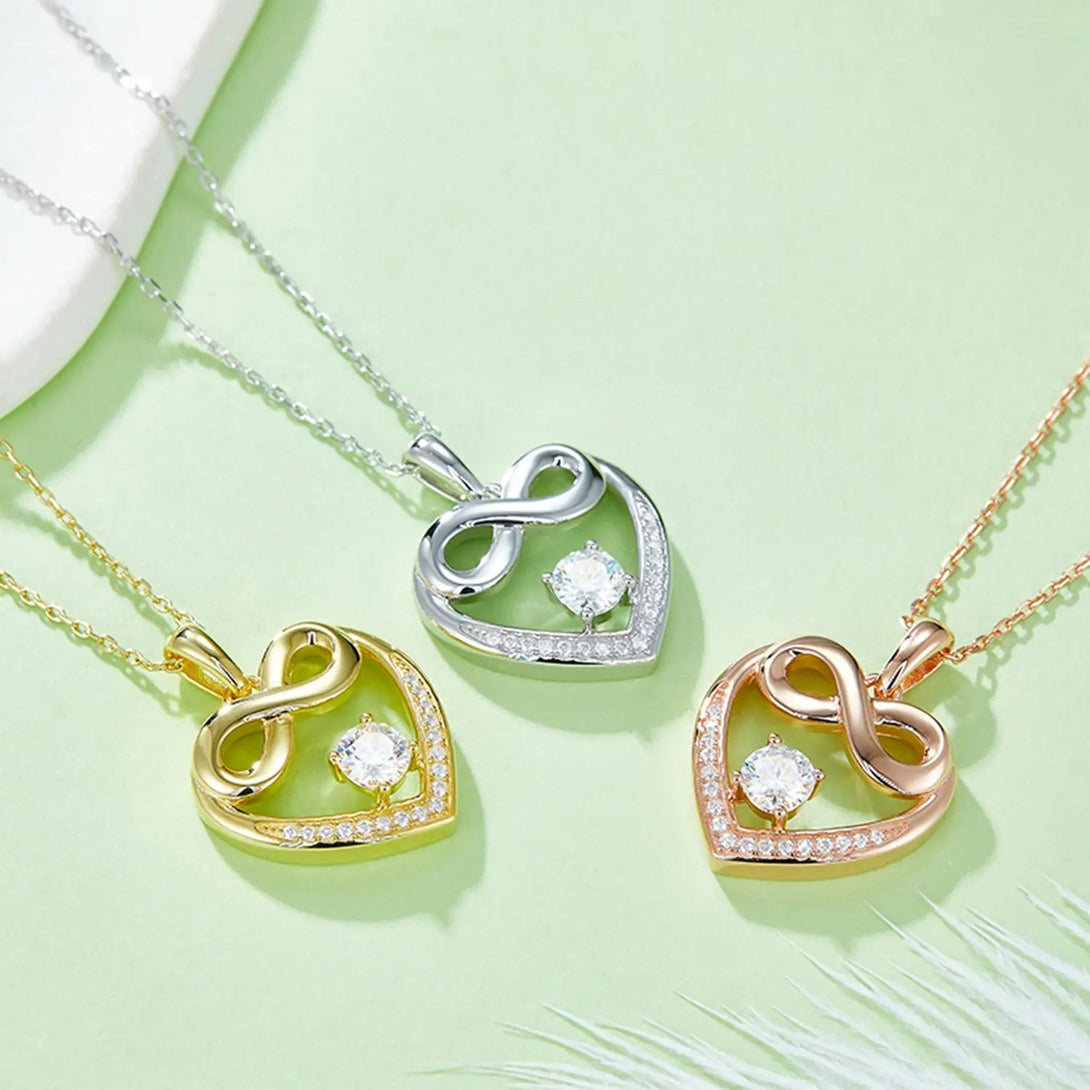Lovcia Moissanite 925 Sterling Silver Heart Necklace-Necklaces-Gold-One Size-Gold