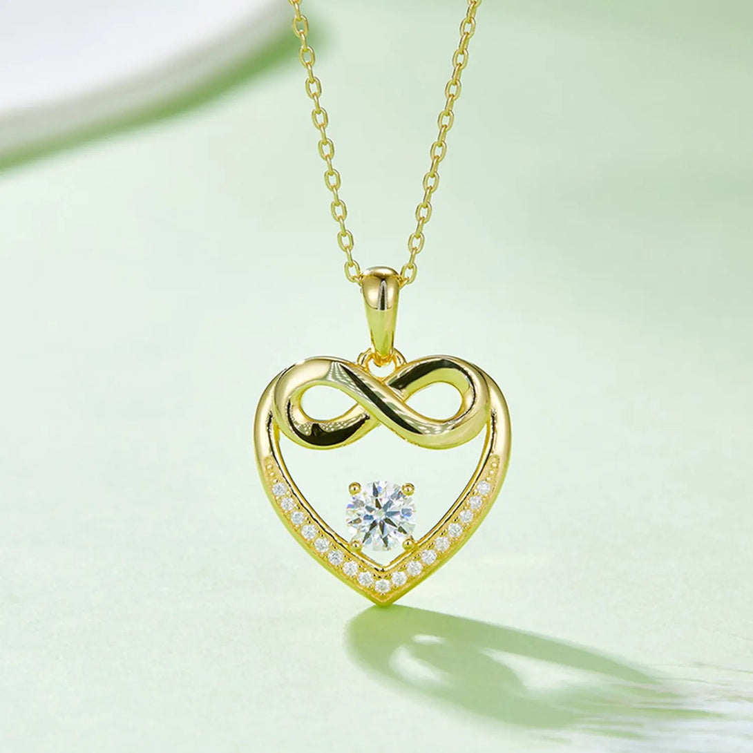 Lovcia Moissanite 925 Sterling Silver Heart Necklace-Necklaces-Gold-One Size-Gold