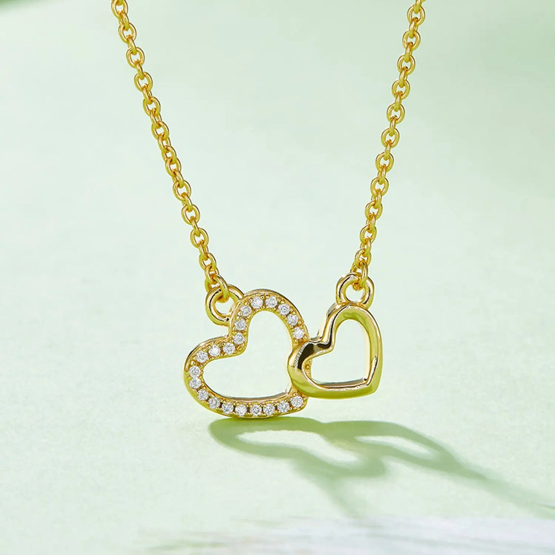 Lovcia Moissanite 925 Sterling Silver Heart Necklace-Necklaces-Gold-One Size-Gold