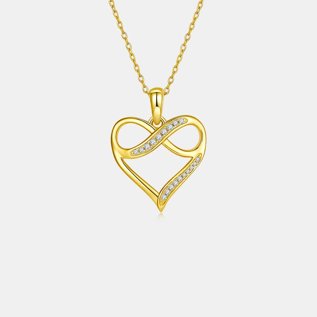 Lovcia Moissanite 925 Sterling Silver Heart Necklace-Necklaces-Gold-One Size-Gold