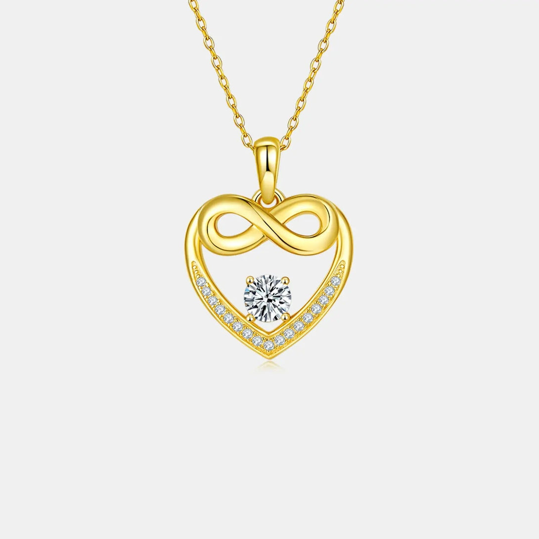 Lovcia Moissanite 925 Sterling Silver Heart Necklace-Necklaces-Gold-One Size-Gold