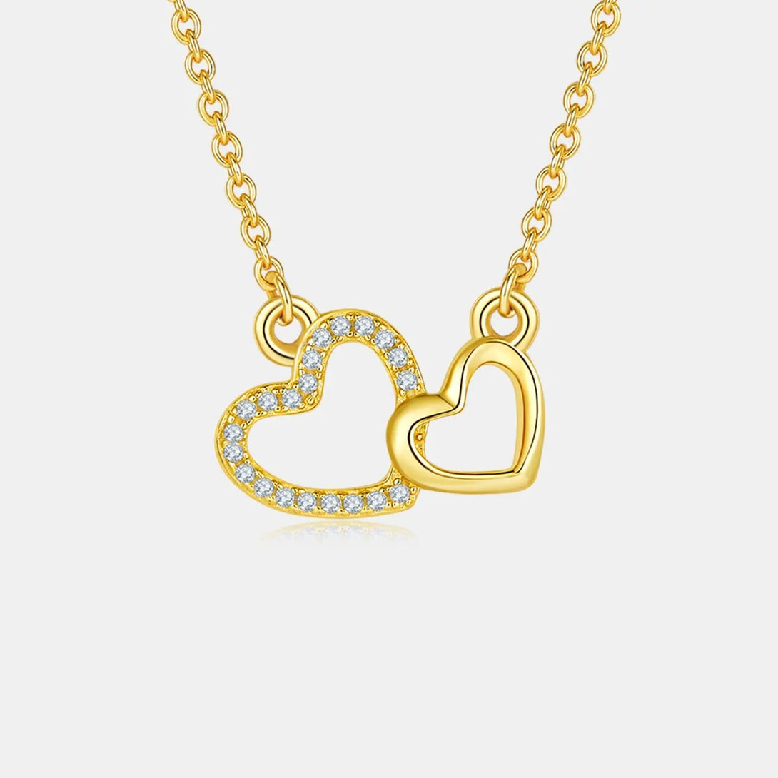 Lovcia Moissanite 925 Sterling Silver Heart Necklace-Necklaces-Gold-One Size-Gold