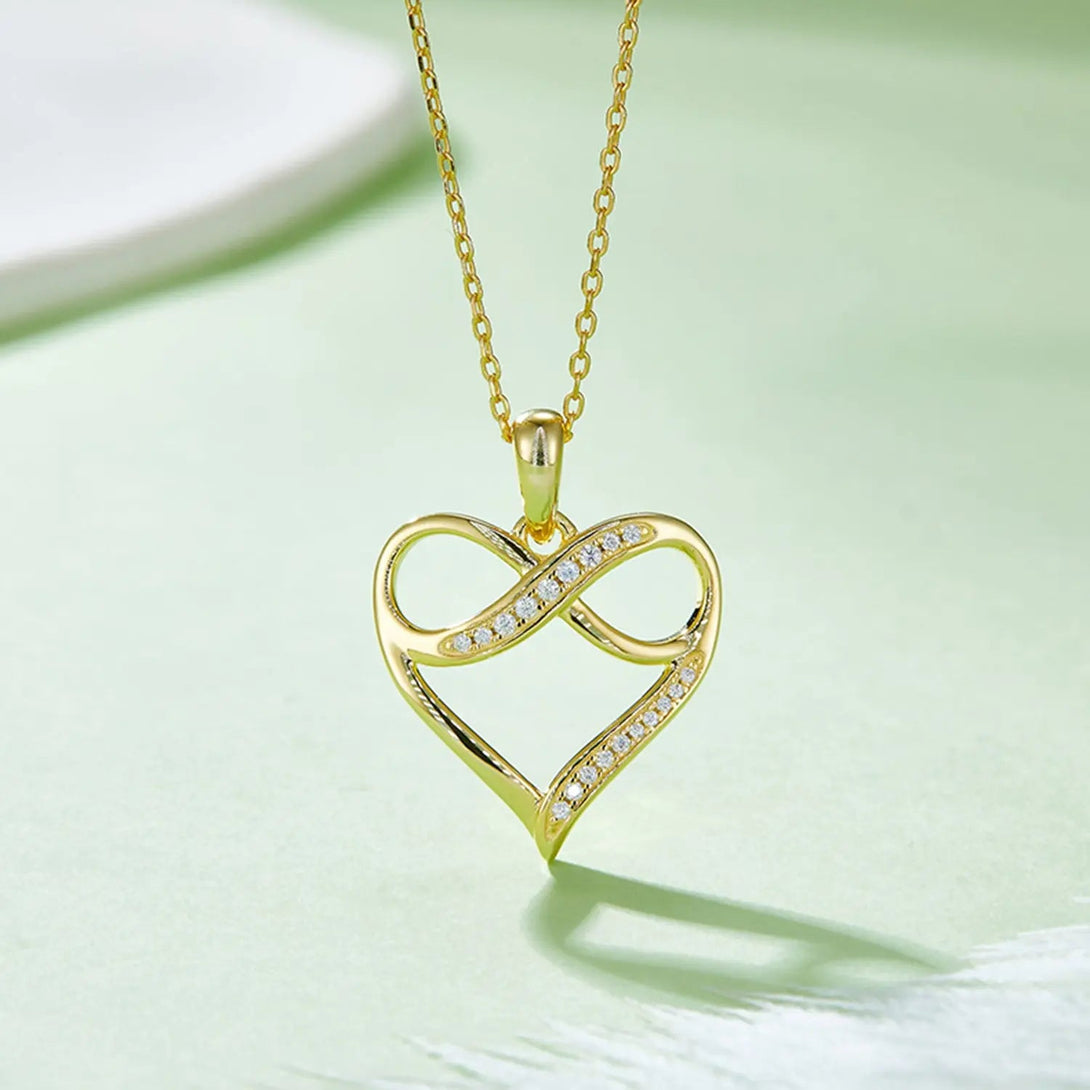 Lovcia Moissanite 925 Sterling Silver Heart Necklace-Necklaces-Gold-One Size-Gold