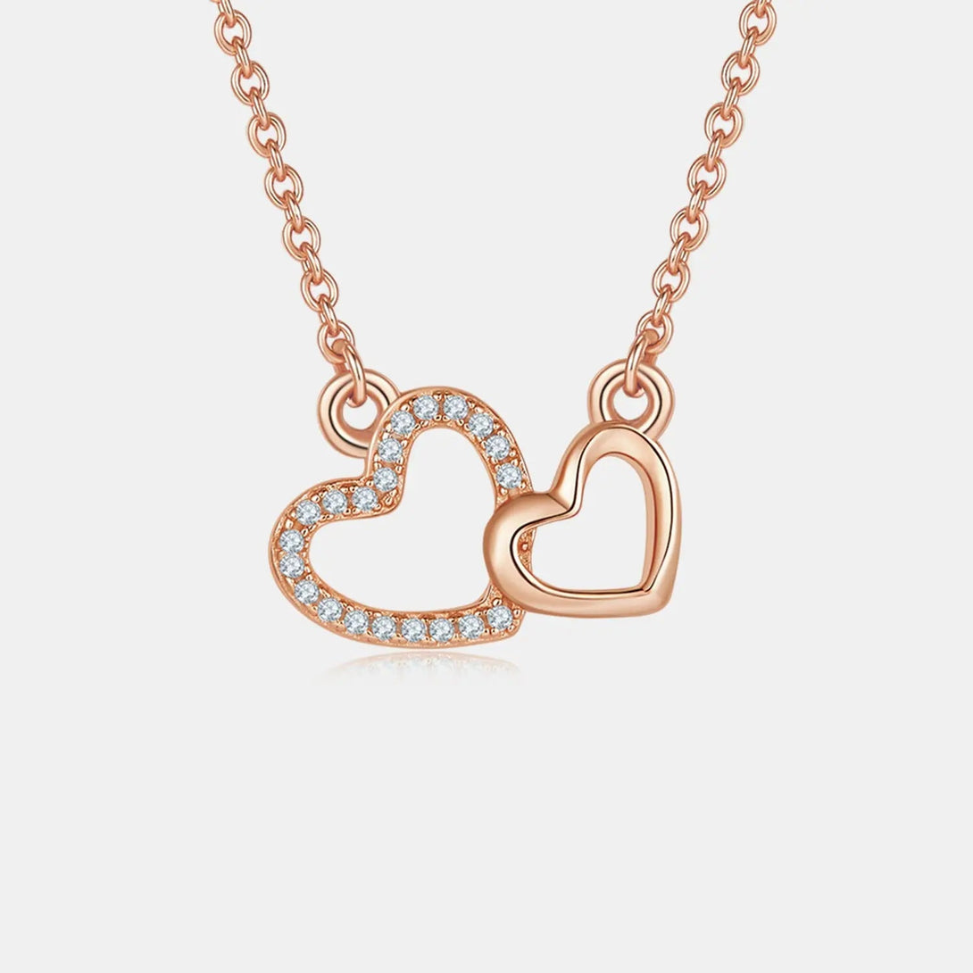 Lovcia Moissanite 925 Sterling Silver Heart Necklace-Necklaces-Gold-One Size-Gold