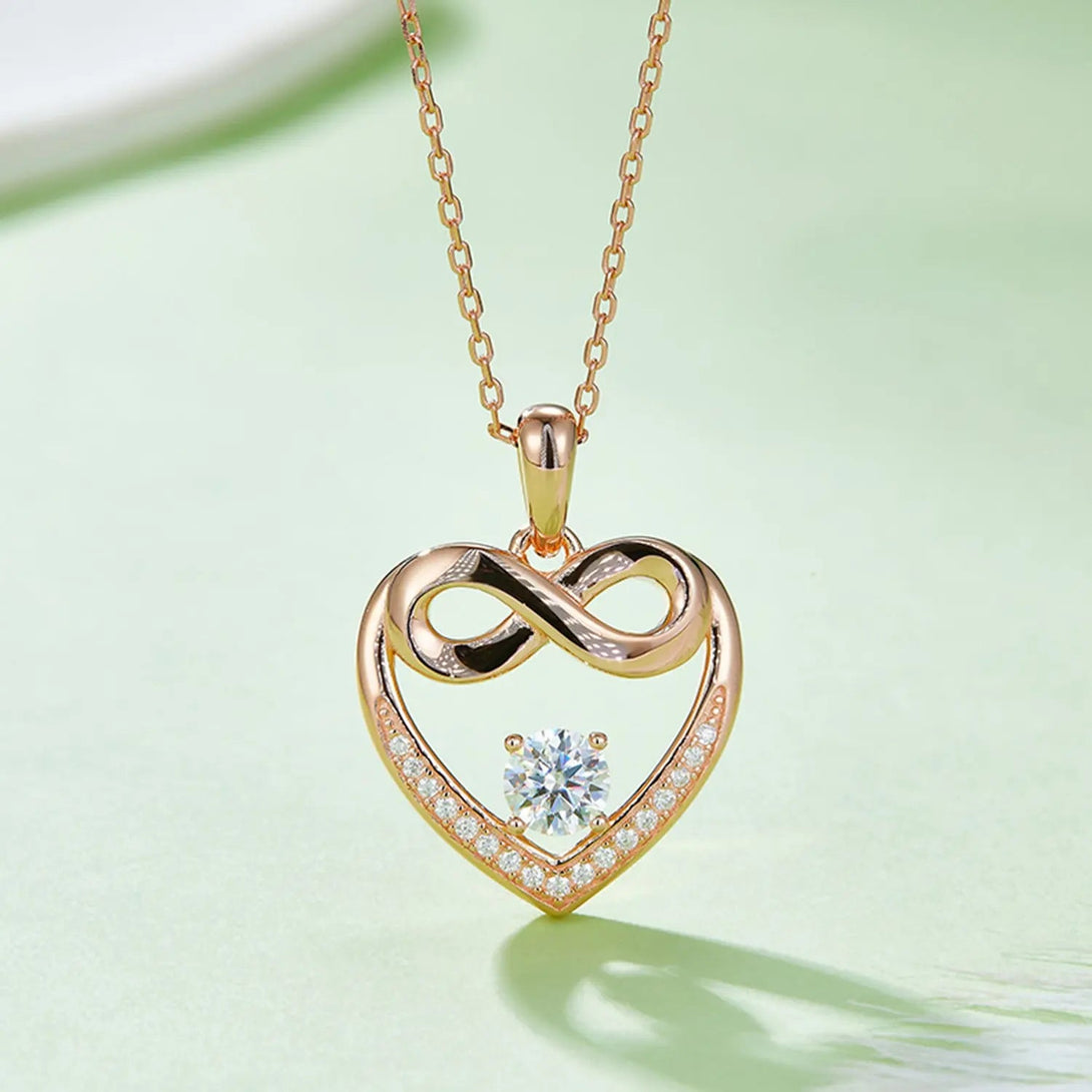 Lovcia Moissanite 925 Sterling Silver Heart Necklace-Necklaces-Rose Gold-One Size-Rose Gold