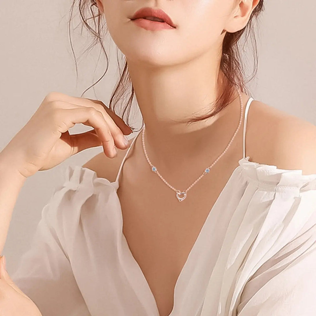 Lovcia Moissanite 925 Sterling Silver Heart Necklace-Necklaces-Rose Gold-One Size-Rose Gold