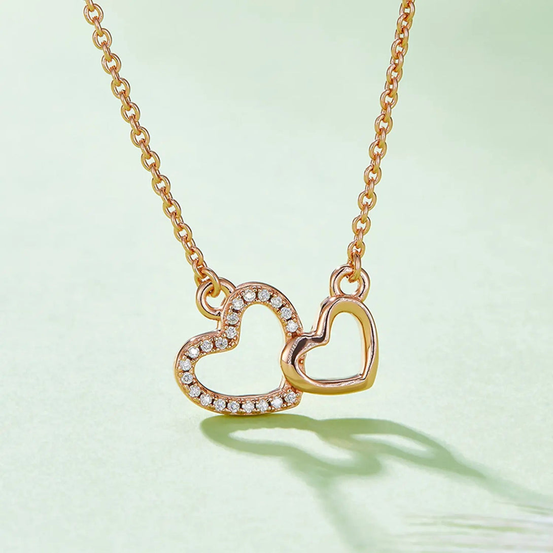 Lovcia Moissanite 925 Sterling Silver Heart Necklace-Necklaces-Rose Gold-One Size-Rose Gold