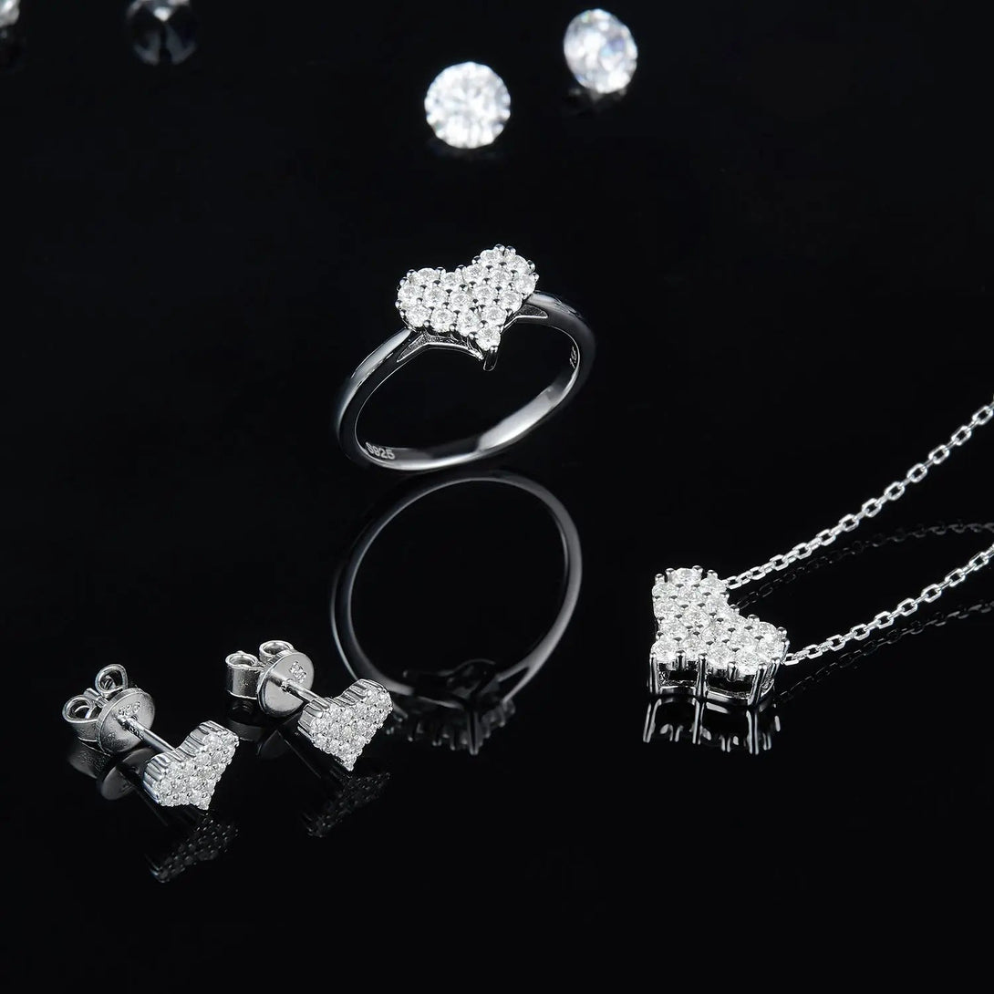 Lovcia Moissanite 925 Sterling Silver Heart Necklace-Necklaces-Silver-One Size-Silver