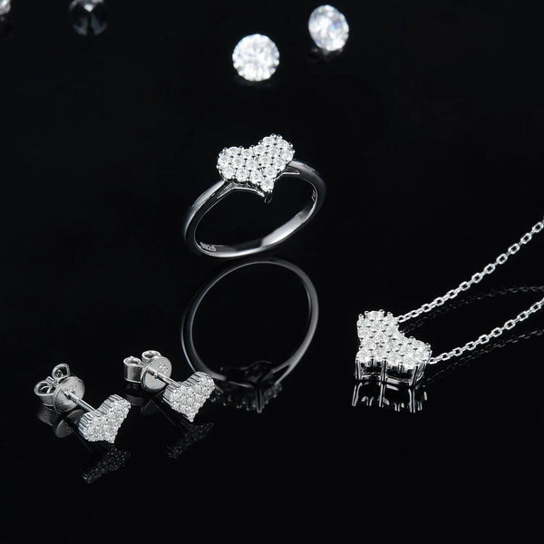 Lovcia Moissanite 925 Sterling Silver Heart Necklace-Necklaces-Silver-One Size-Silver