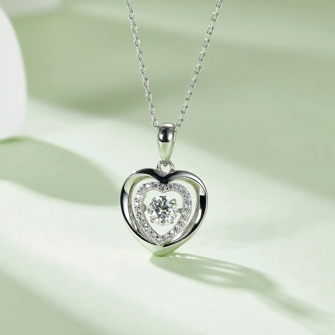 Lovcia Moissanite 925 Sterling Silver Heart Necklace-Necklaces-Silver-One Size-Silver