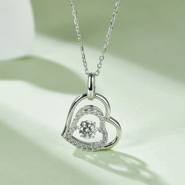Lovcia Moissanite 925 Sterling Silver Heart Necklace-Necklaces-Silver-One Size-Silver