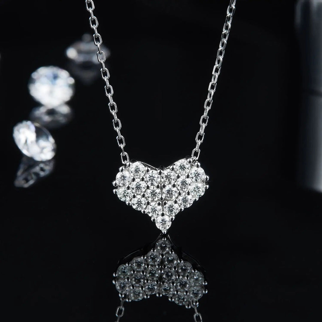 Lovcia Moissanite 925 Sterling Silver Heart Necklace-Necklaces-Silver-One Size-Silver