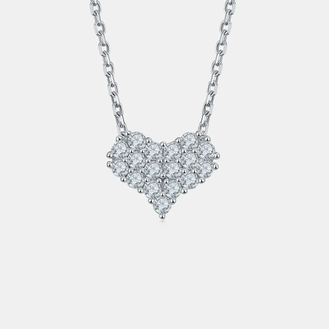 Lovcia Moissanite 925 Sterling Silver Heart Necklace-Necklaces-Silver-One Size-Silver
