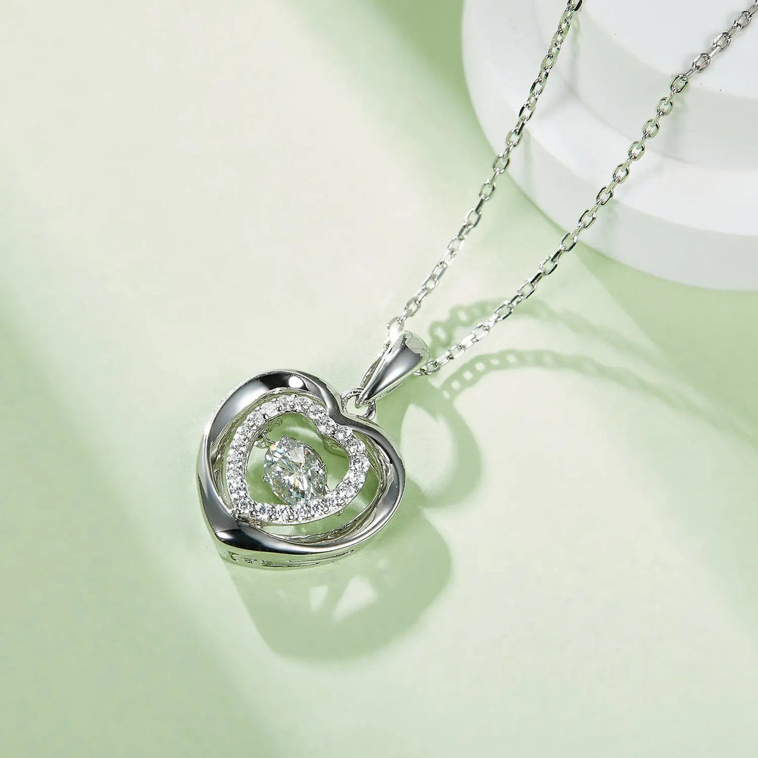 Lovcia Moissanite 925 Sterling Silver Heart Necklace-Necklaces-Silver-One Size-Silver