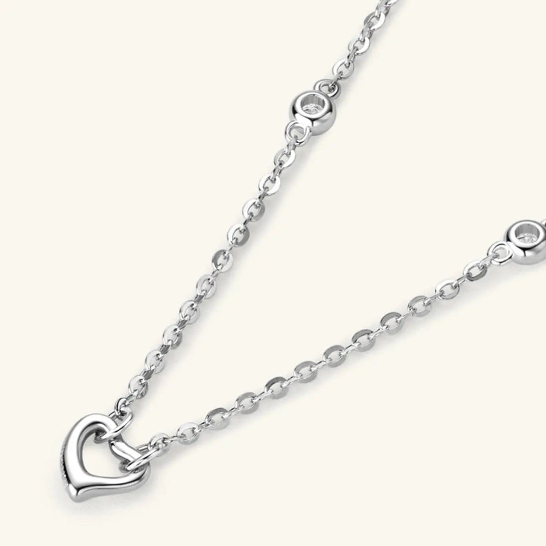 Lovcia Moissanite 925 Sterling Silver Heart Necklace-Necklaces-Silver-One Size-Silver
