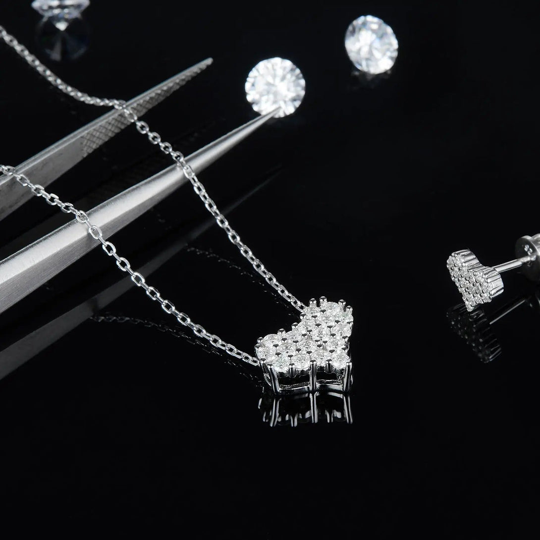 Lovcia Moissanite 925 Sterling Silver Heart Necklace-Necklaces-Silver-One Size-Silver
