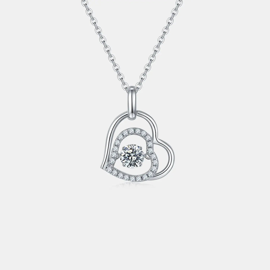 Lovcia Moissanite 925 Sterling Silver Heart Necklace-Necklaces-Silver-One Size-Silver