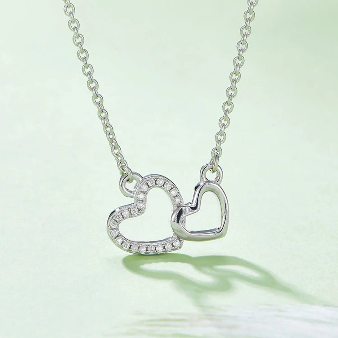 Lovcia Moissanite 925 Sterling Silver Heart Necklace-Necklaces-Silver-One Size-Silver