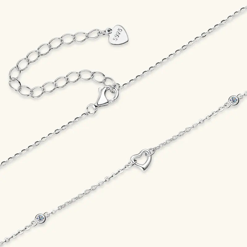 Lovcia Moissanite 925 Sterling Silver Heart Necklace-Necklaces-Silver-One Size-Silver