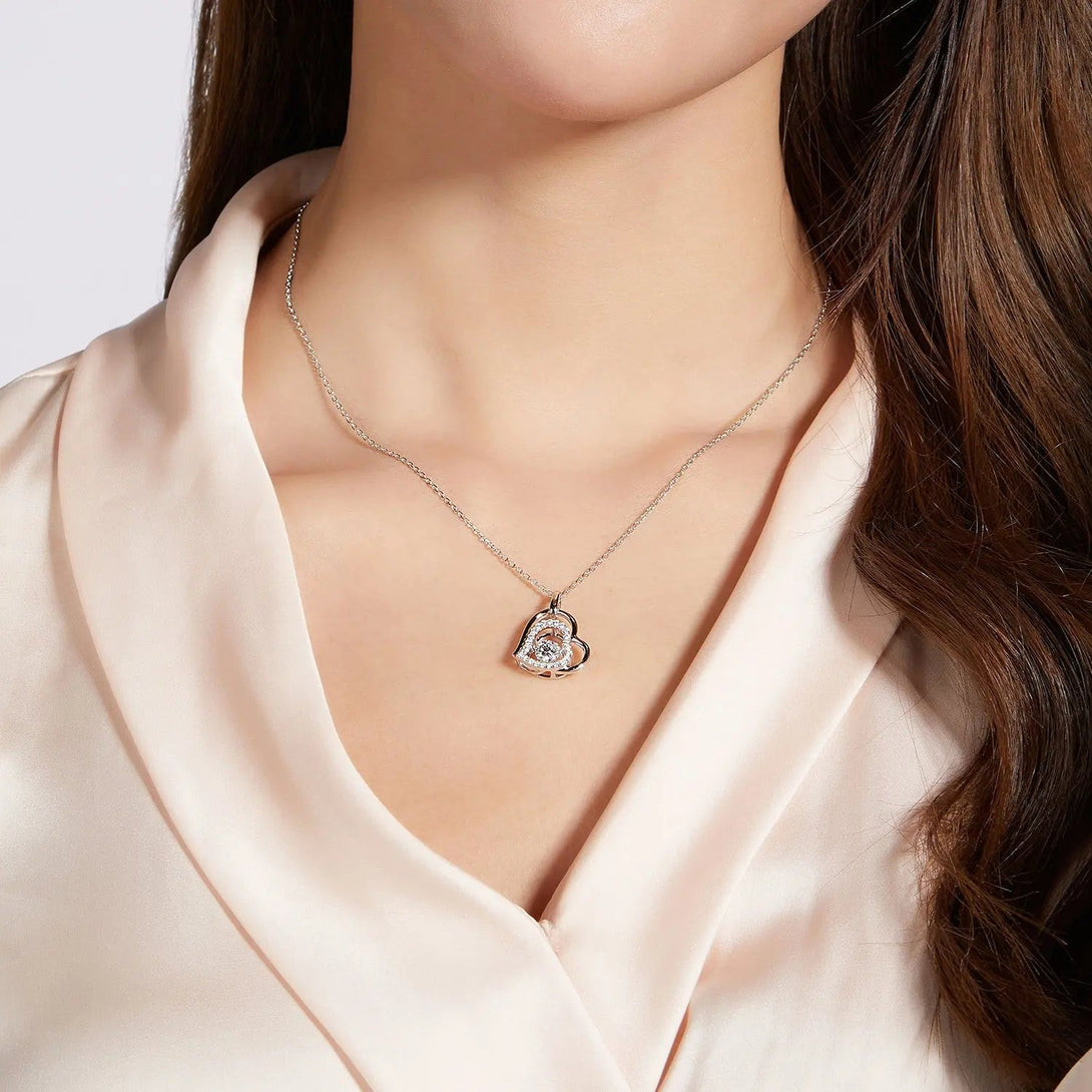 Lovcia Moissanite 925 Sterling Silver Heart Necklace-Necklaces-Silver-One Size-Silver