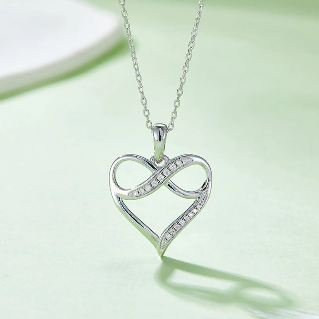 Lovcia Moissanite 925 Sterling Silver Heart Necklace-Necklaces-Silver-One Size-Silver