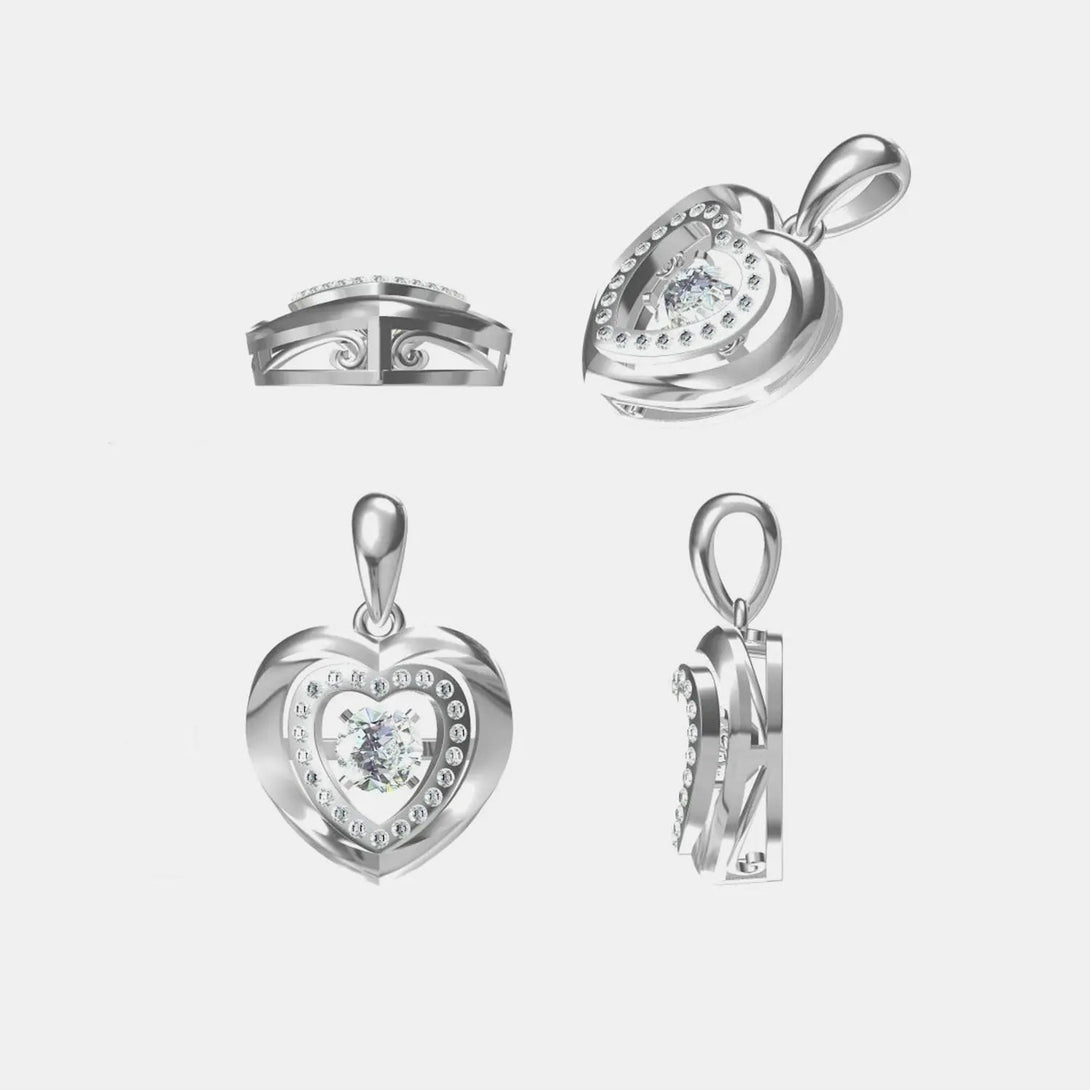 Lovcia Moissanite 925 Sterling Silver Heart Necklace-Necklaces-Silver-One Size-Silver