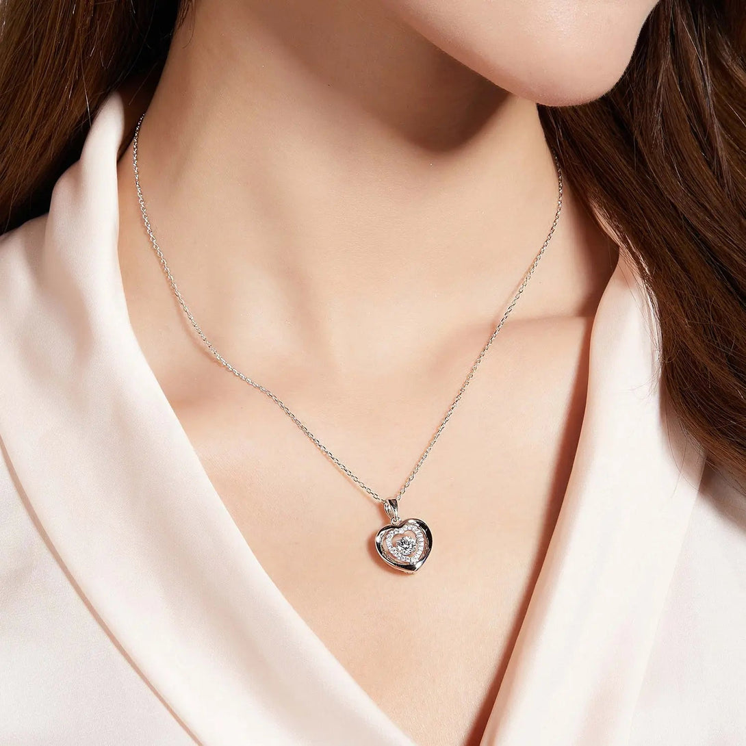 Lovcia Moissanite 925 Sterling Silver Heart Necklace-Necklaces-Silver-One Size-Silver