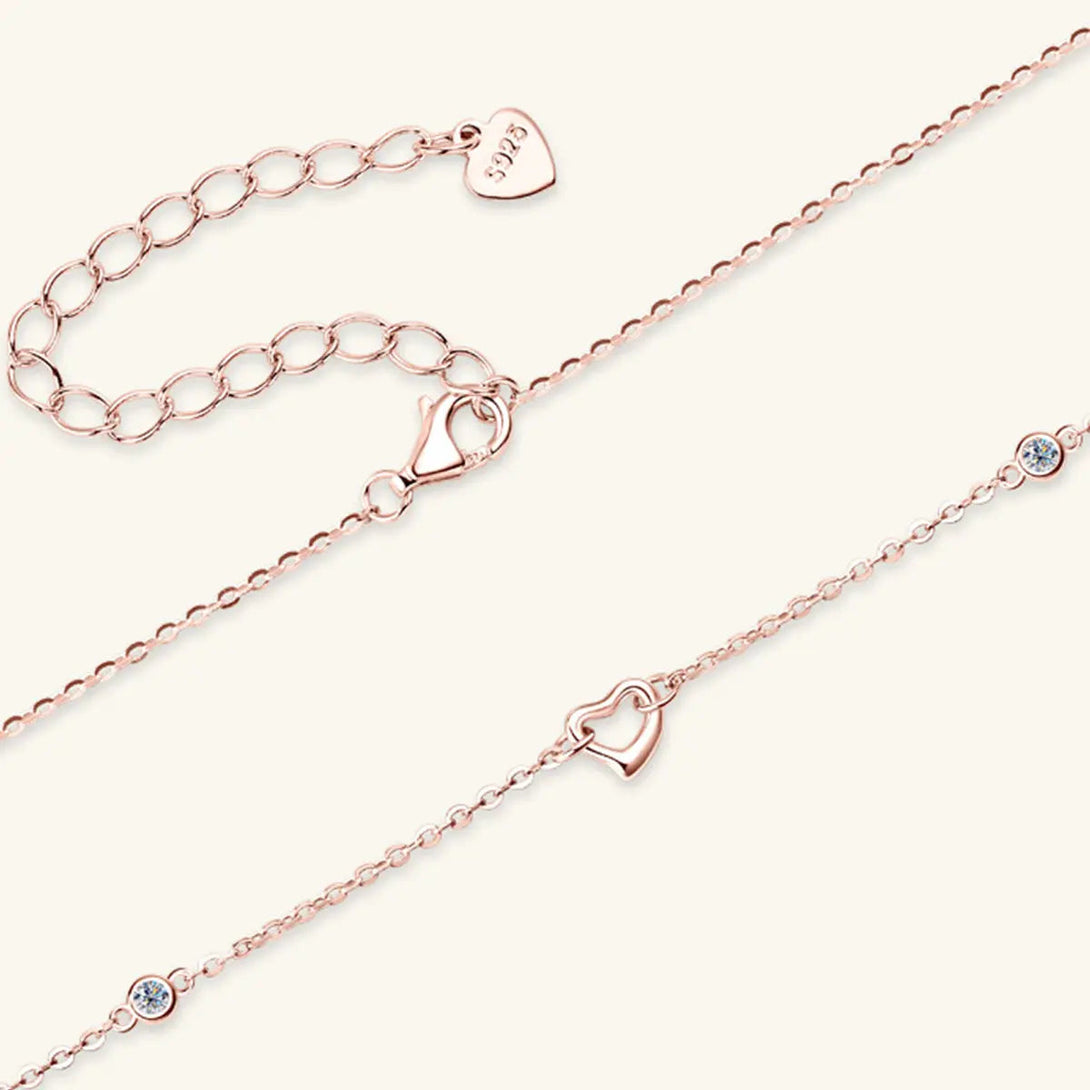 Lovcia Moissanite 925 Sterling Silver Heart Necklace-Necklaces-Silver-One Size-Silver