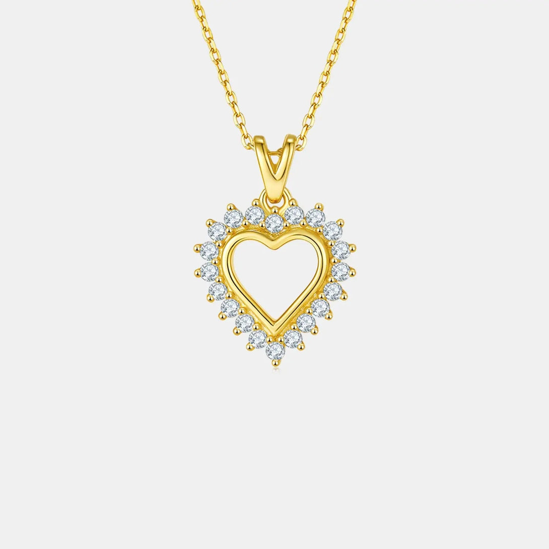 Lovcia Moissanite 925 Sterling Silver Heart Pendant Necklace-Necklaces-Gold-One Size-Gold