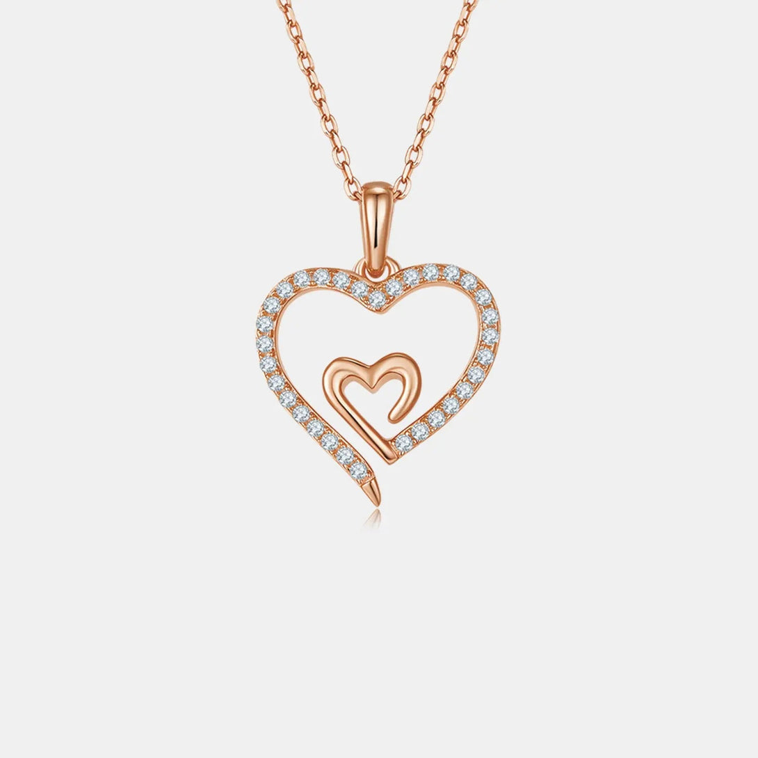Lovcia Moissanite 925 Sterling Silver Heart Pendant Necklace-Necklaces-Gold-One Size-Gold
