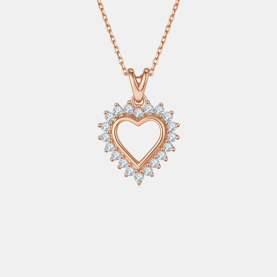 Lovcia Moissanite 925 Sterling Silver Heart Pendant Necklace-Necklaces-Gold-One Size-Gold