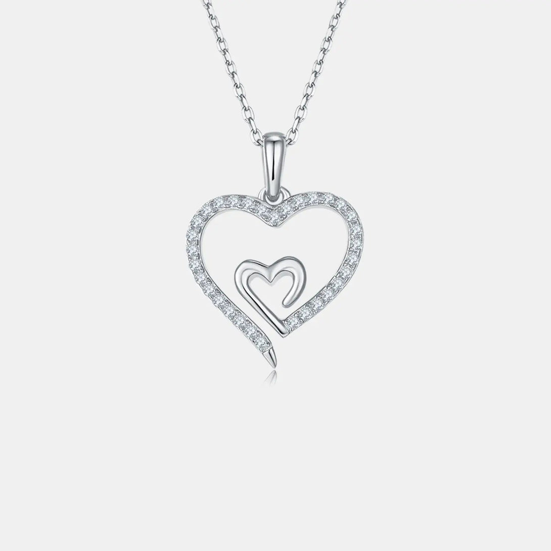 Lovcia Moissanite 925 Sterling Silver Heart Pendant Necklace-Necklaces-Gold-One Size-Gold