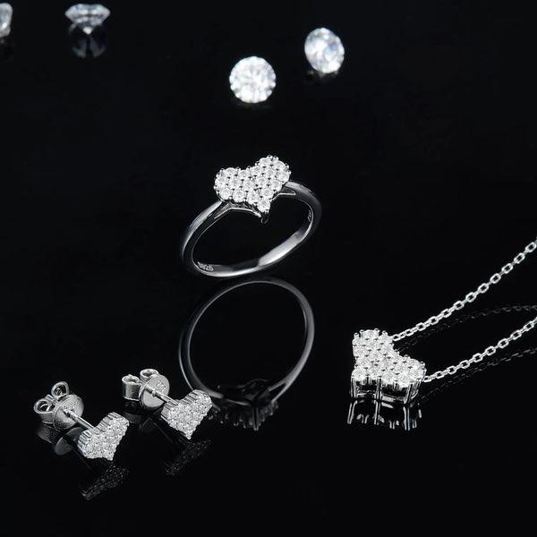 Lovcia Moissanite 925 Sterling Silver Heart Ring-Rings-Silver-5-Silver