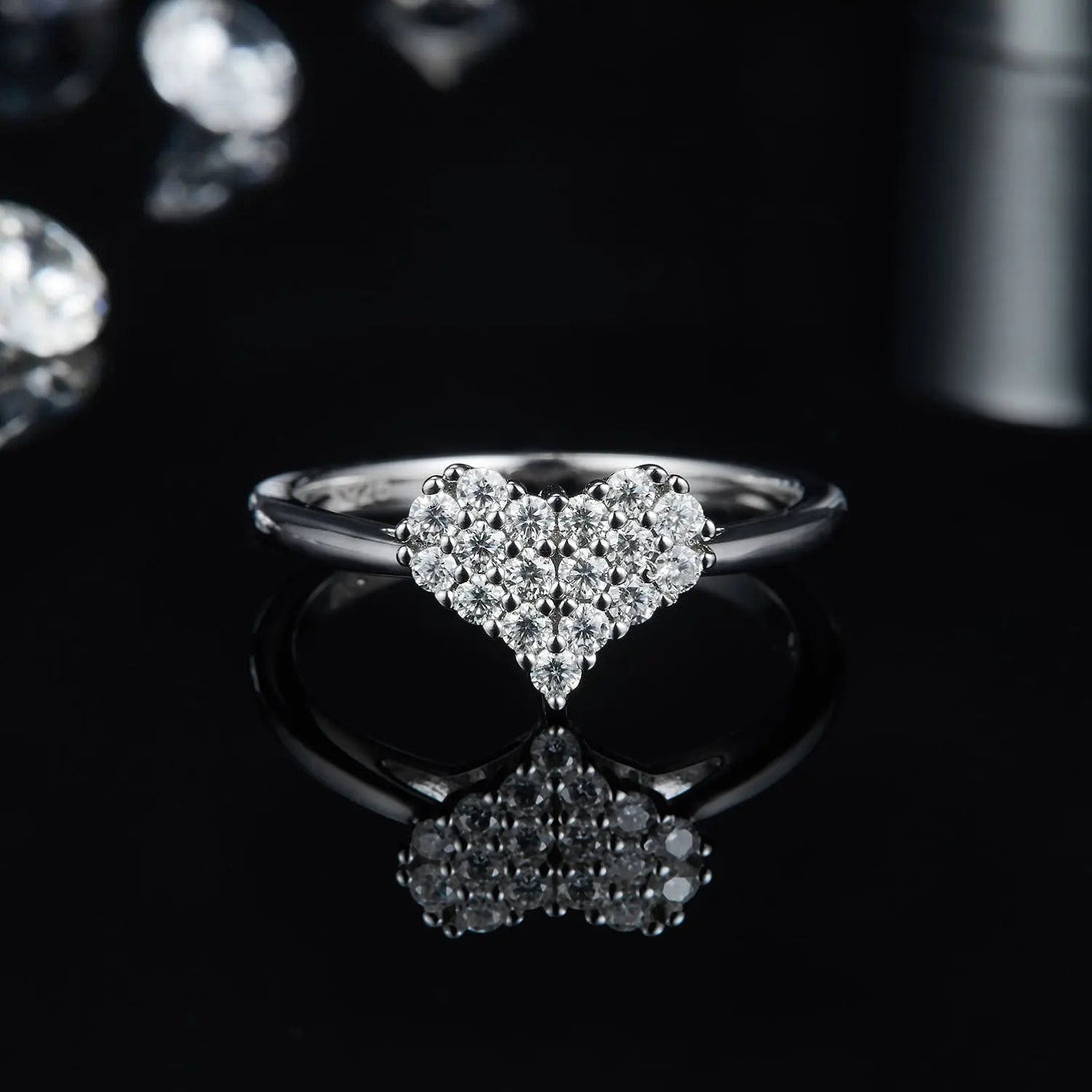 Lovcia Moissanite 925 Sterling Silver Heart Ring-Rings-Silver-5-Silver