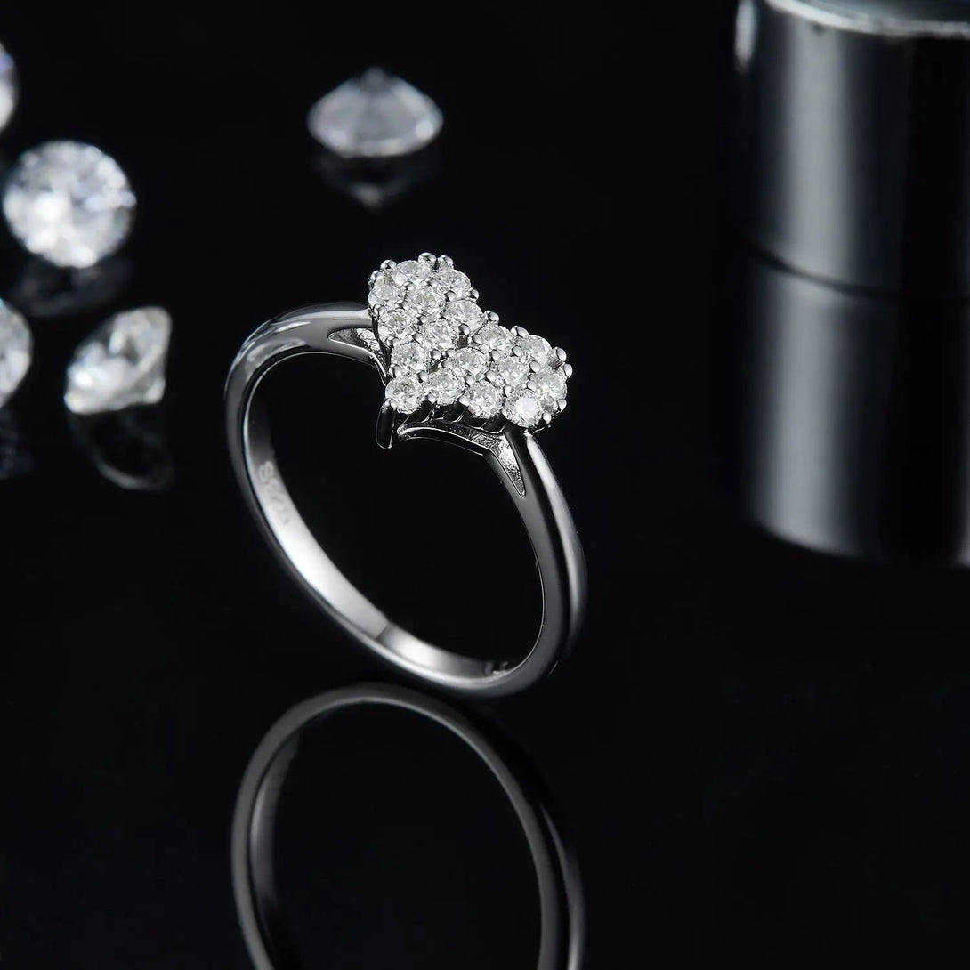 Lovcia Moissanite 925 Sterling Silver Heart Ring-Rings-Silver-5-Silver