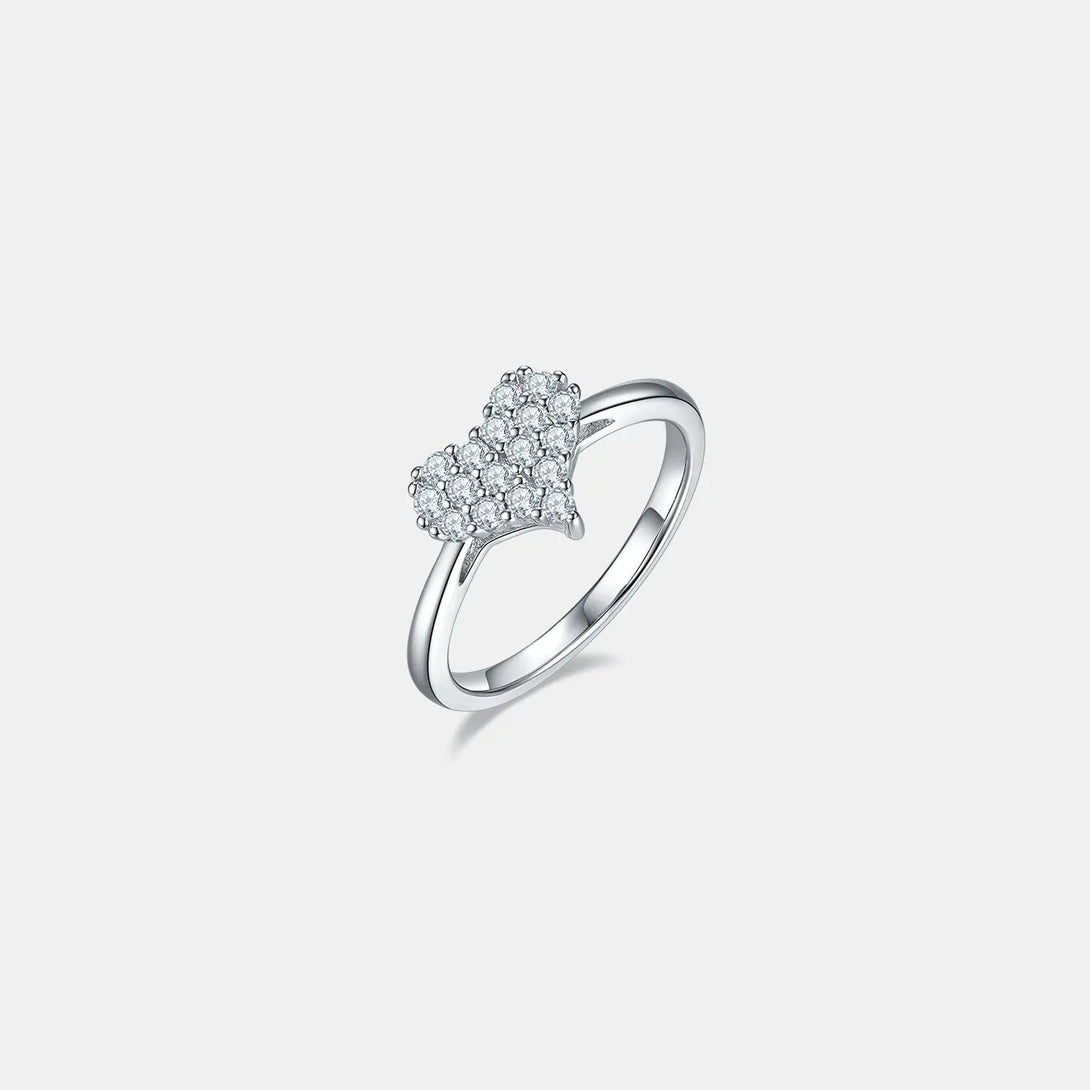 Lovcia Moissanite 925 Sterling Silver Heart Ring-Rings-Silver-5-Silver