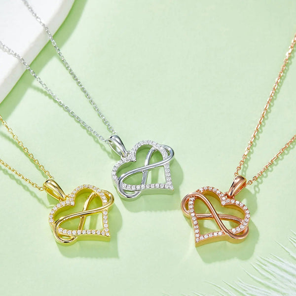 Lovcia Moissanite 925 Sterling Silver Heart Shape Necklace-Necklaces-Gold-One Size-Gold