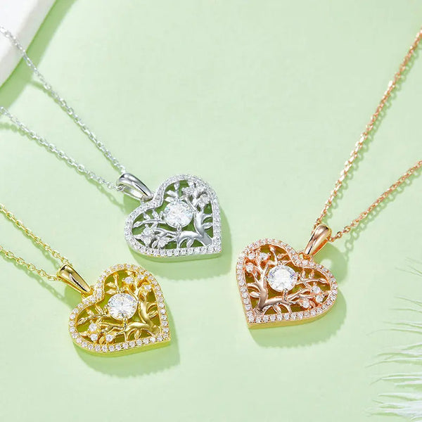 Lovcia Moissanite 925 Sterling Silver Heart Shape Necklace-Necklaces-Gold-One Size-Gold
